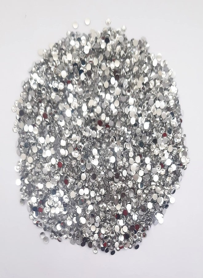 eshoppee 4mm Silver Colour Round Shape Resin Stone, chandla Sitara Stone 100 gm Box,for Jewellery Making Art and Craft DIY kit, Glitter Sequince Rhinestones Beads Dress Making Material (19) - Image 2